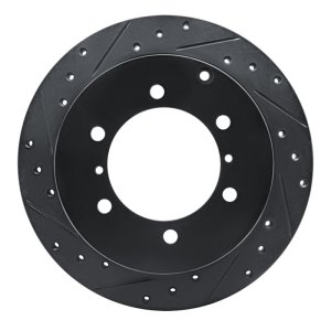 Mitsubishi Montero Brake Rotor (1) - Rear Left - R1 Concepts - Drilled & Slotted - Black - `90-`04